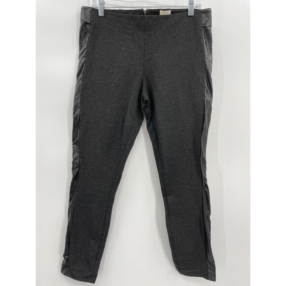 J. CREW The Gigi Pant Gray Black Vegan Faux Leather Strip Stretch Pants Size 12 - Picture 2 of 7